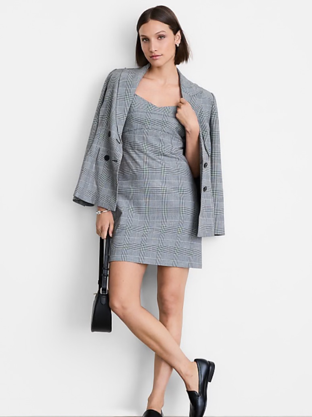 Loft Versa Plaid Mini Dress in Brown and Black